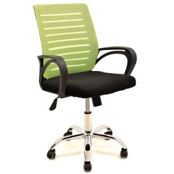 Sillón de oficina SUNSET, negro,regulación de altura, basculante, malla verde pistacho