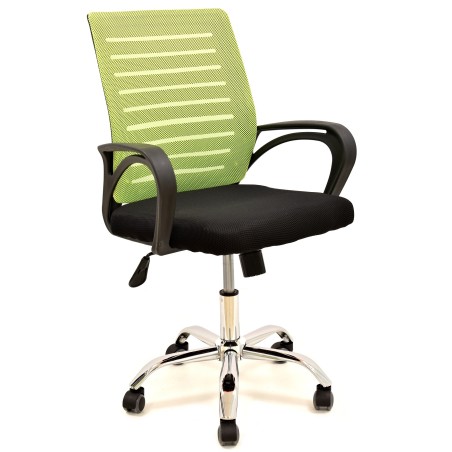 Sillón de oficina SUNSET, negro,regulación de altura, basculante, malla verde pistacho