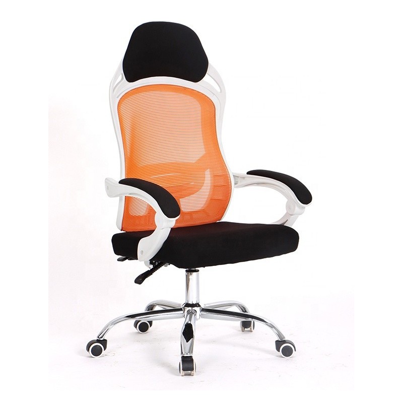 Sillón de oficina LINZ, blanco, alto, sincro, malla naranja