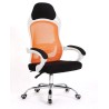 Sillón de oficina LINZ, blanco, alto, sincro, malla naranja