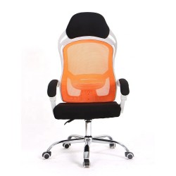 Sillón de oficina LINZ, blanco, alto, sincro, malla naranja