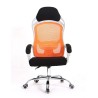 Sillón de oficina LINZ, blanco, alto, sincro, malla naranja