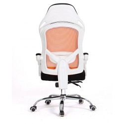 Sillón de oficina LINZ, blanco, alto, sincro, malla naranja