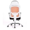 Sillón de oficina LINZ, blanco, alto, sincro, malla naranja