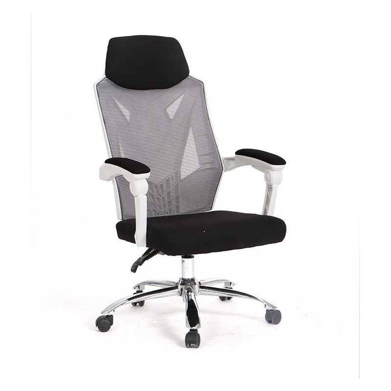 Sillón de oficina GRAZ, blanco, alto, malla gris
