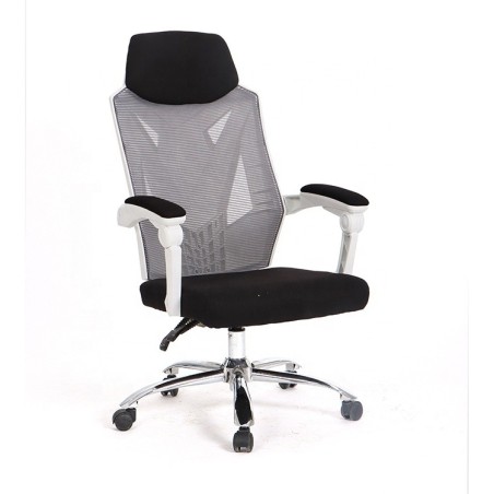 Sillón de oficina GRAZ, blanco, alto, malla gris