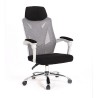 Sillón de oficina GRAZ, blanco, alto, malla gris