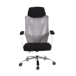 Sillón de oficina GRAZ, blanco, alto, malla gris