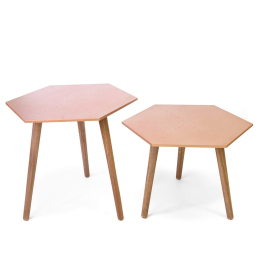 CONJUNTO 2 MESAS HEXAGONAL COBRE