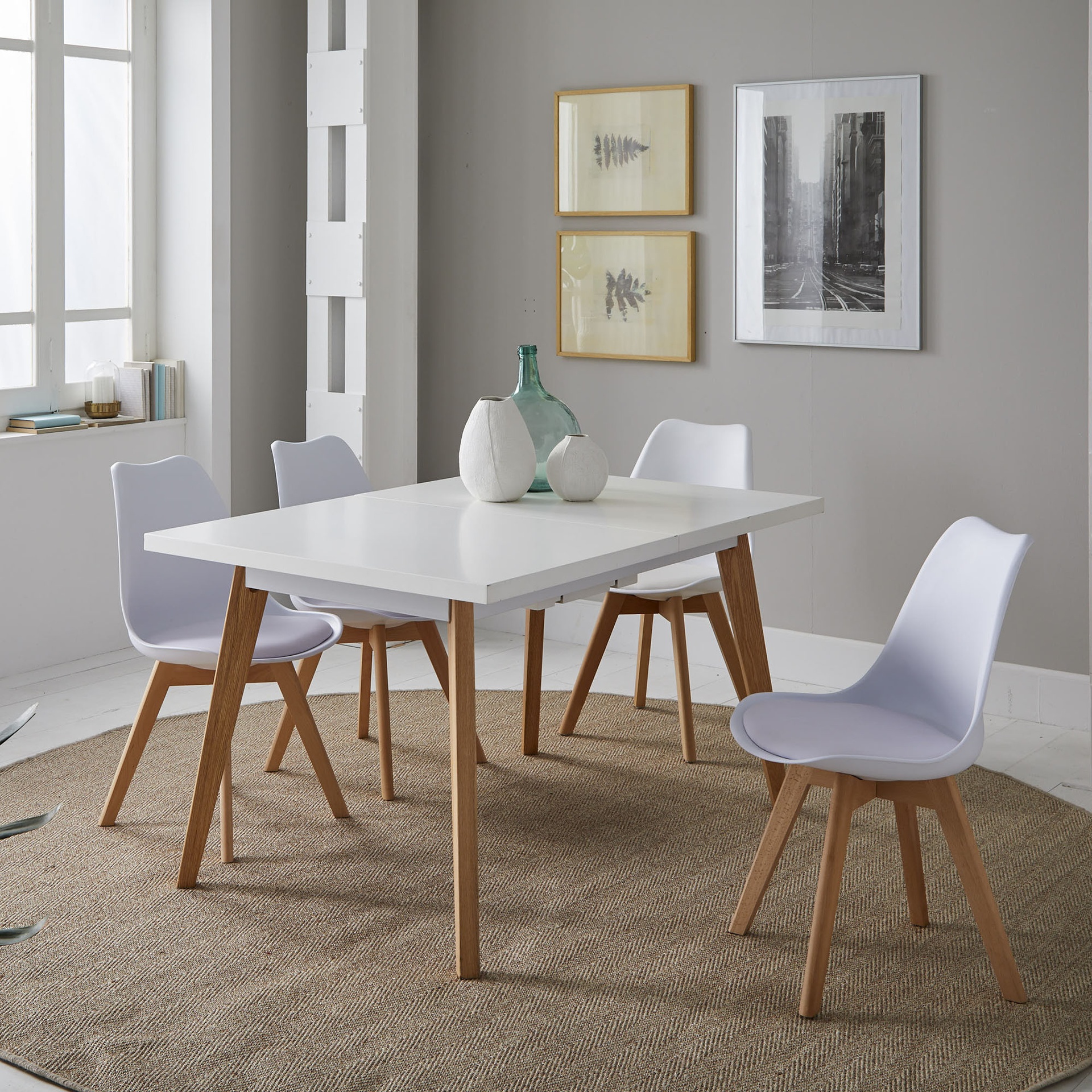MESA EXTENSIBLE NORDIC LACADA BLANCO