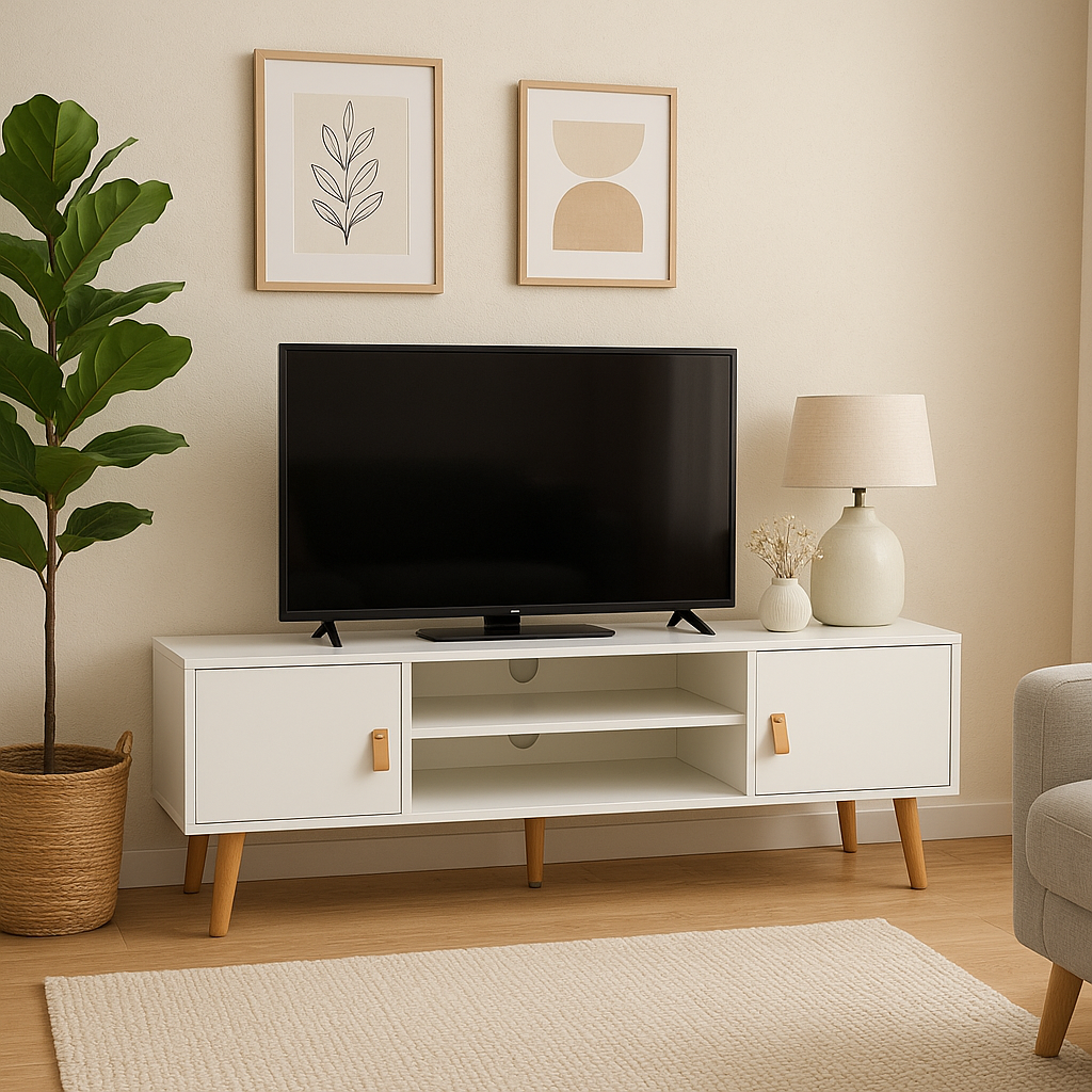 MESA TV ANZIO BLANCA TIRADOR PU