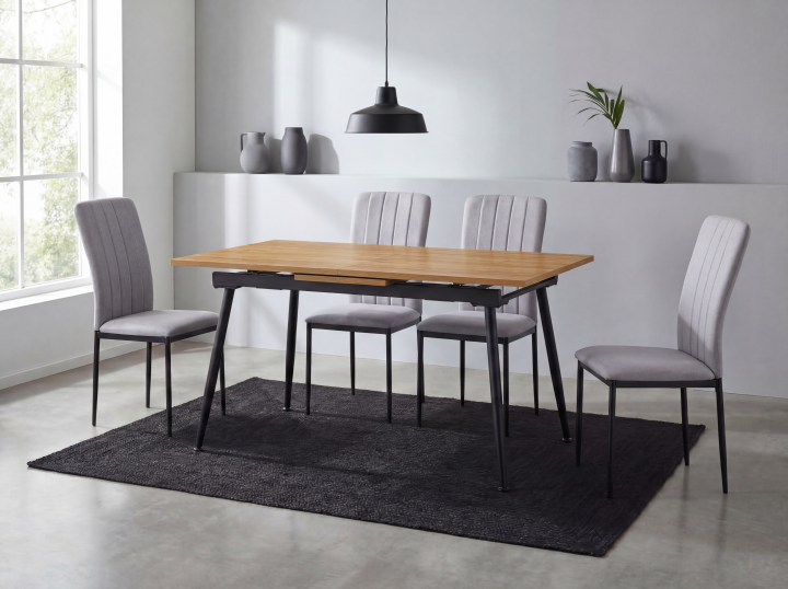 MESA TRENTON EXTENSIBLE ROBLE ASERRADO 120CM