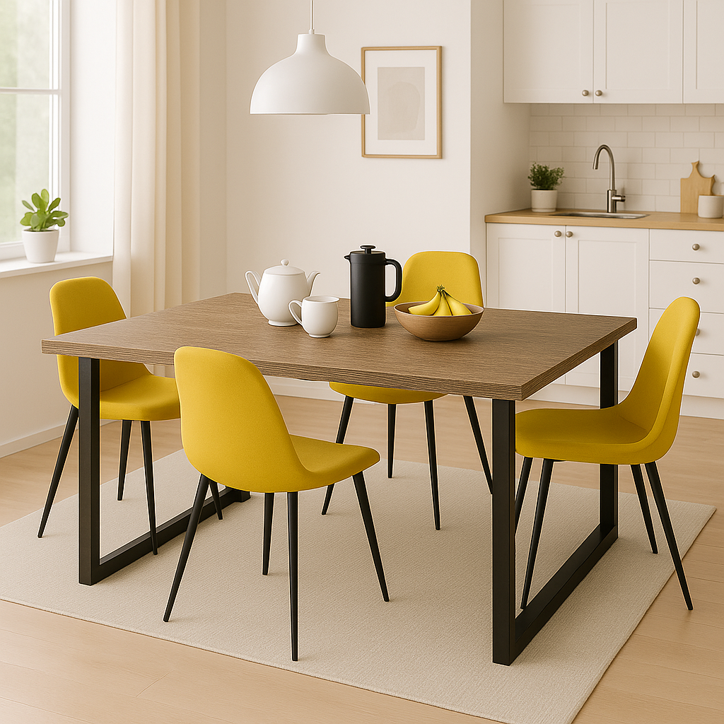 MESA TAYLOR PATAS METAL Y TAPA ROBLE ASERRADO 120
