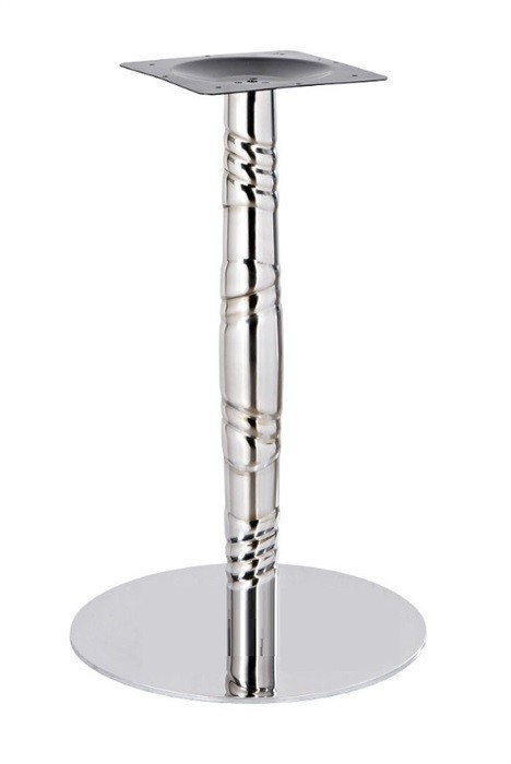 Base de mesa LUXOR, acero inoxidable, acabado espejo, base 45 cms diámetro, altura 72 cms