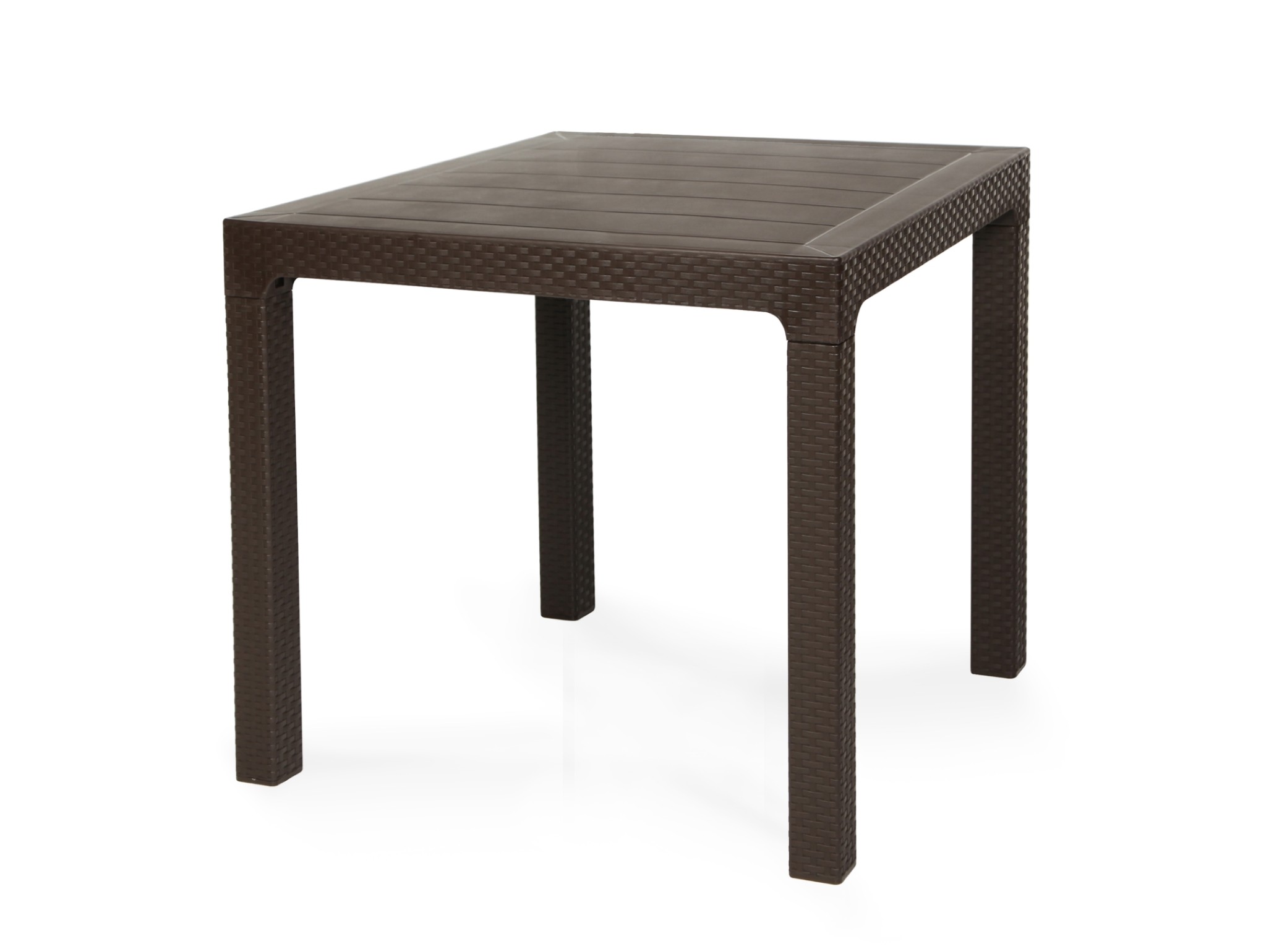Mesa TROPICAL, ratán, polipropileno marrón chocolate, 80 x 80 cms