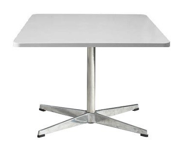 Mesa SW, baja, cromada, blanca, 60 X 60 cms