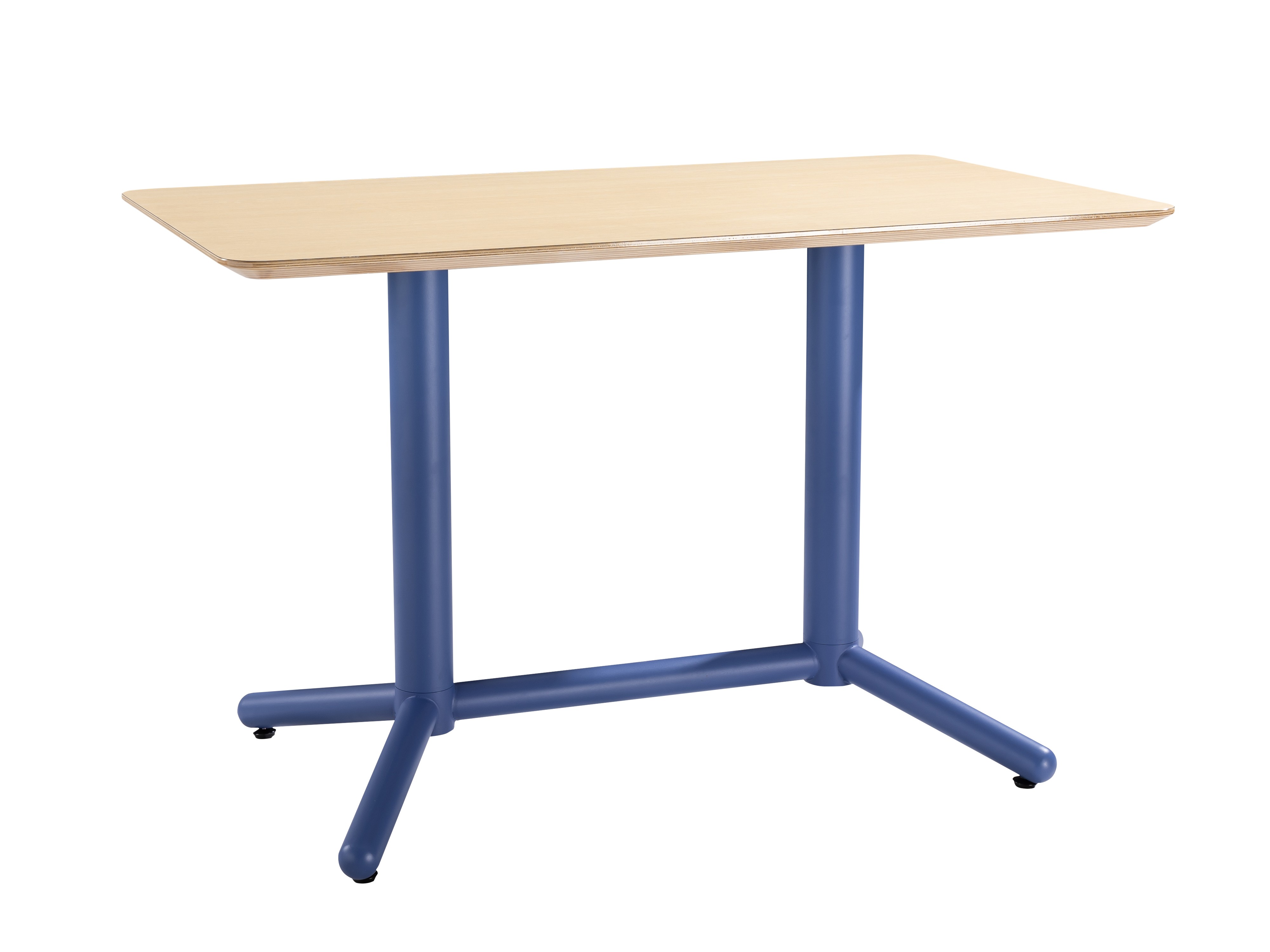 Mesa COLMAR, azul, tapa de contrachapado revestido con HPL, color natural, 120 x 70 cms