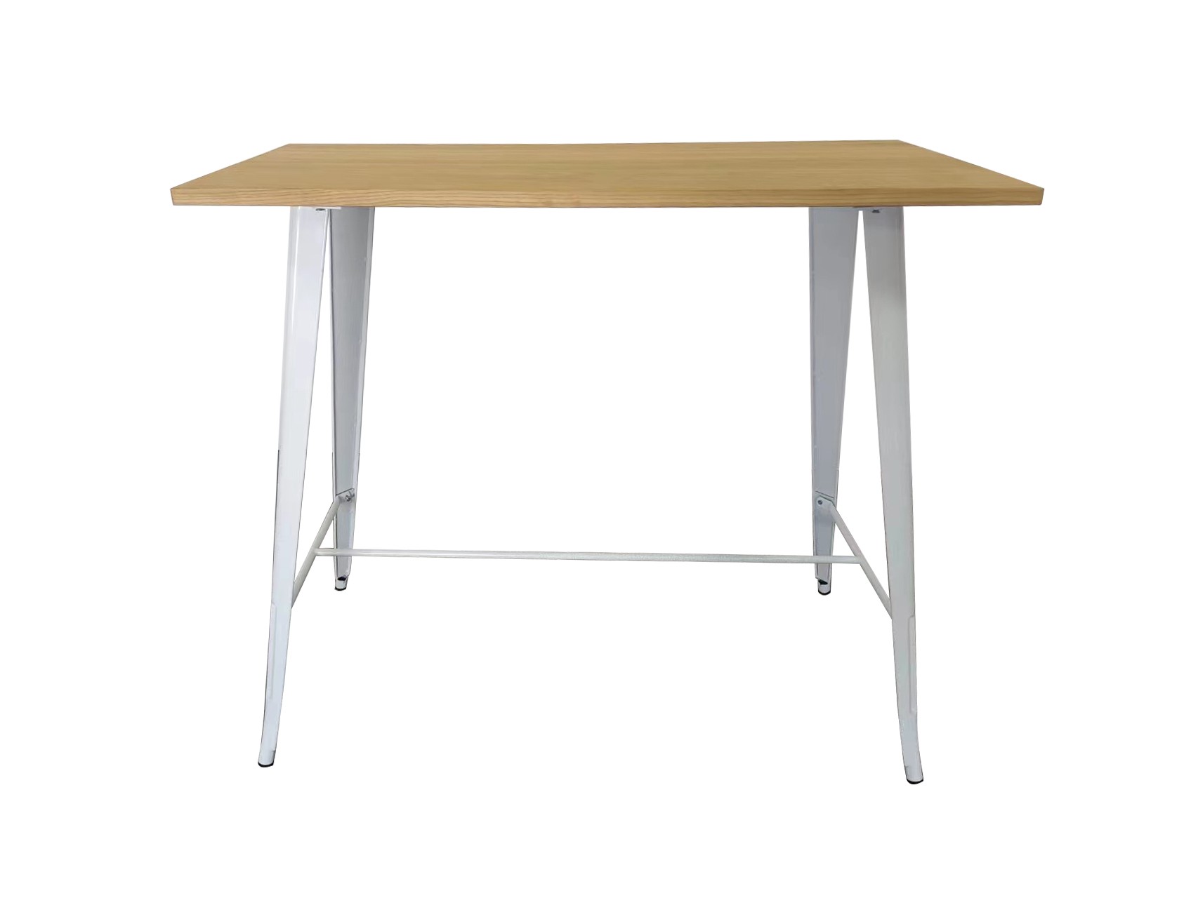 Mesa alta TOL, acero, blanca, madera, 120 x 60 cms