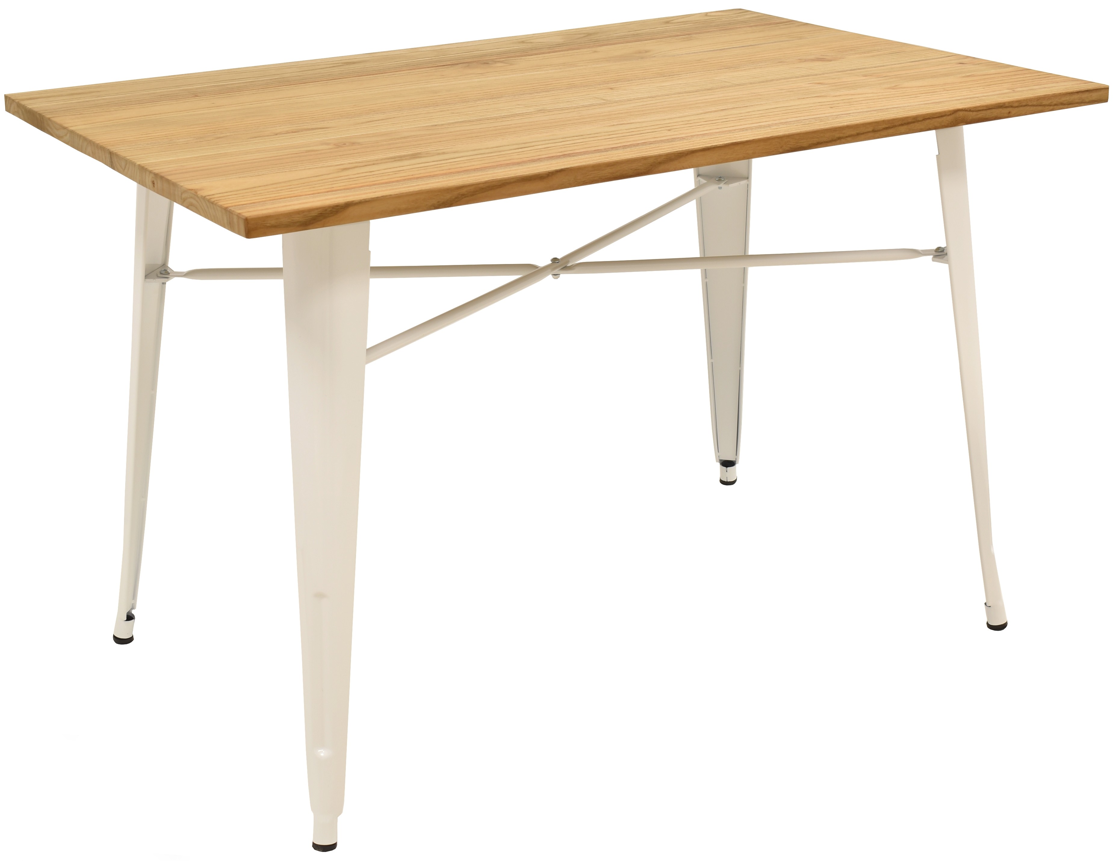 Mesa TOL, acero, blanca, madera, 120x80 cms