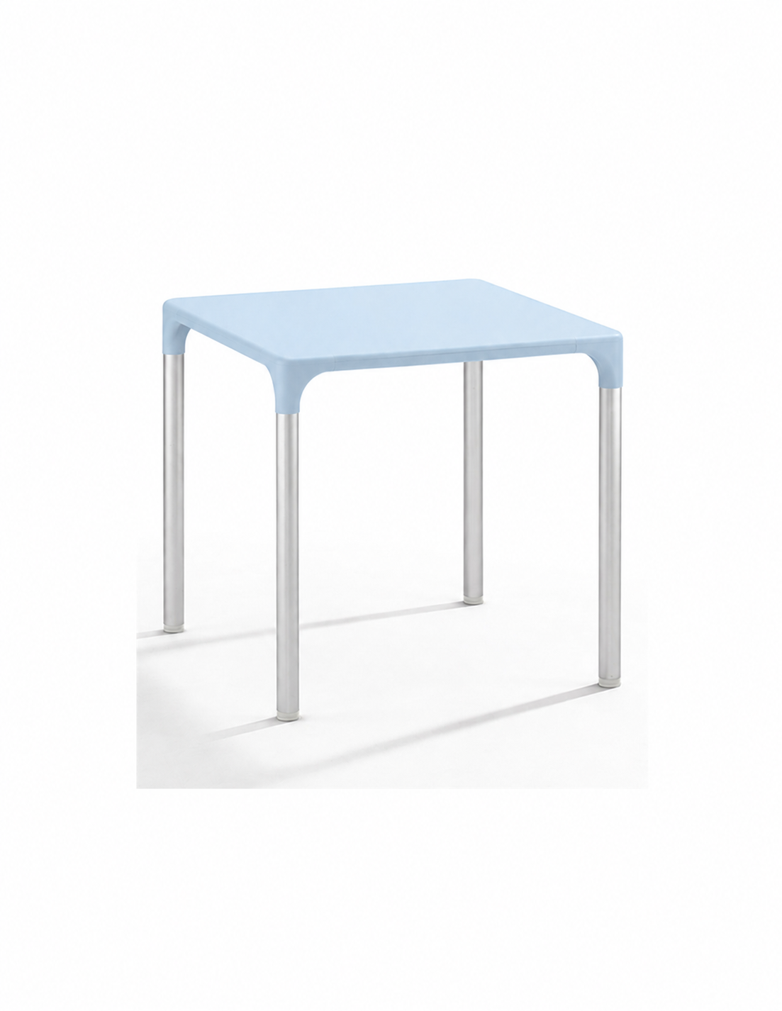 Mesa ELIANA, aluminio, polipropileno azul claro 74x74 cms