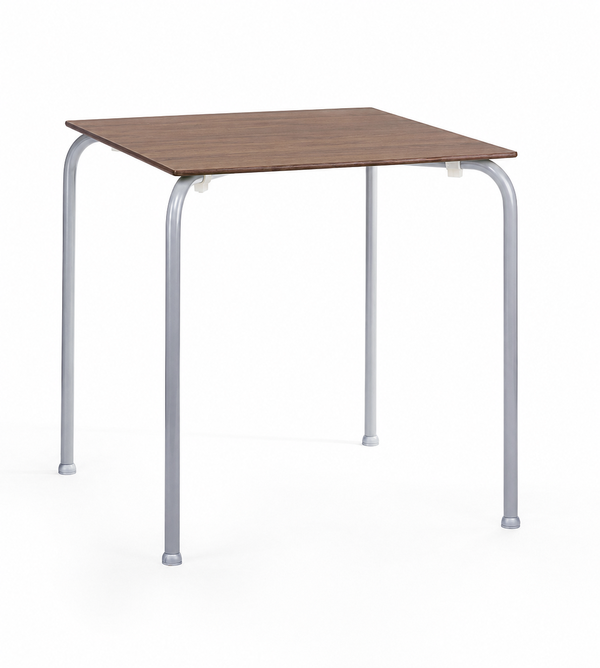 Mesa FERAY NEW, apilable, epoxi color gris, tablero fenólico castaño 69 x 69 cms.