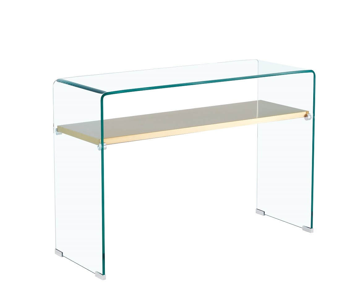 Consola POITIERS, estante, cristal,  110 x 40 cms