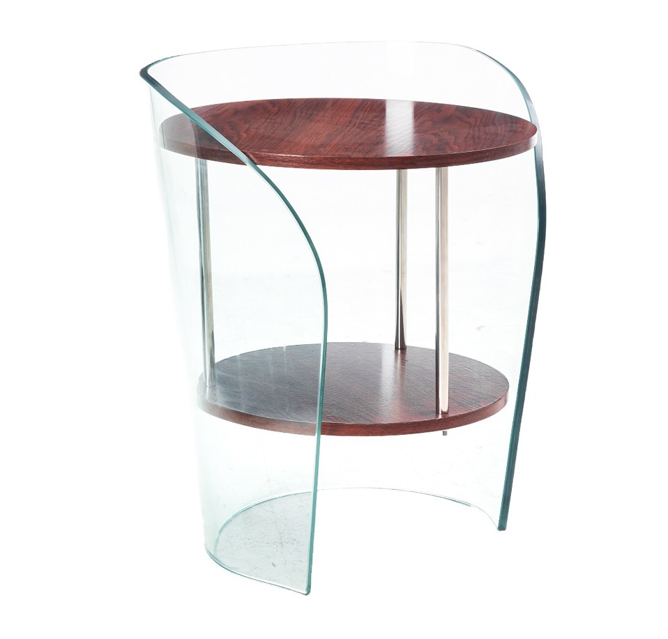 Mesa MODBURY, baja, madera, cristal, 50 x 50 cms
