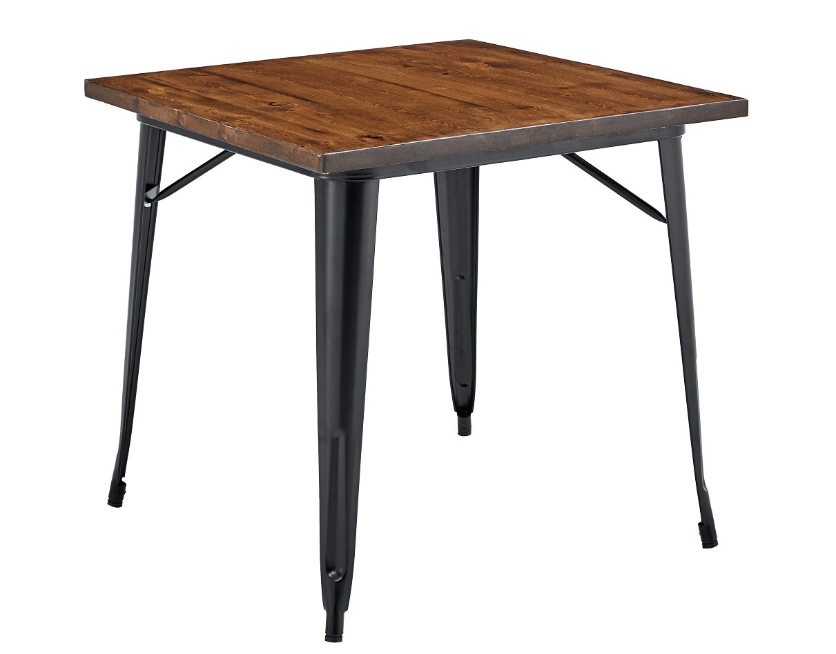 Mesa TOL EK WOOD, acero, madera, negra, 80x80 cms