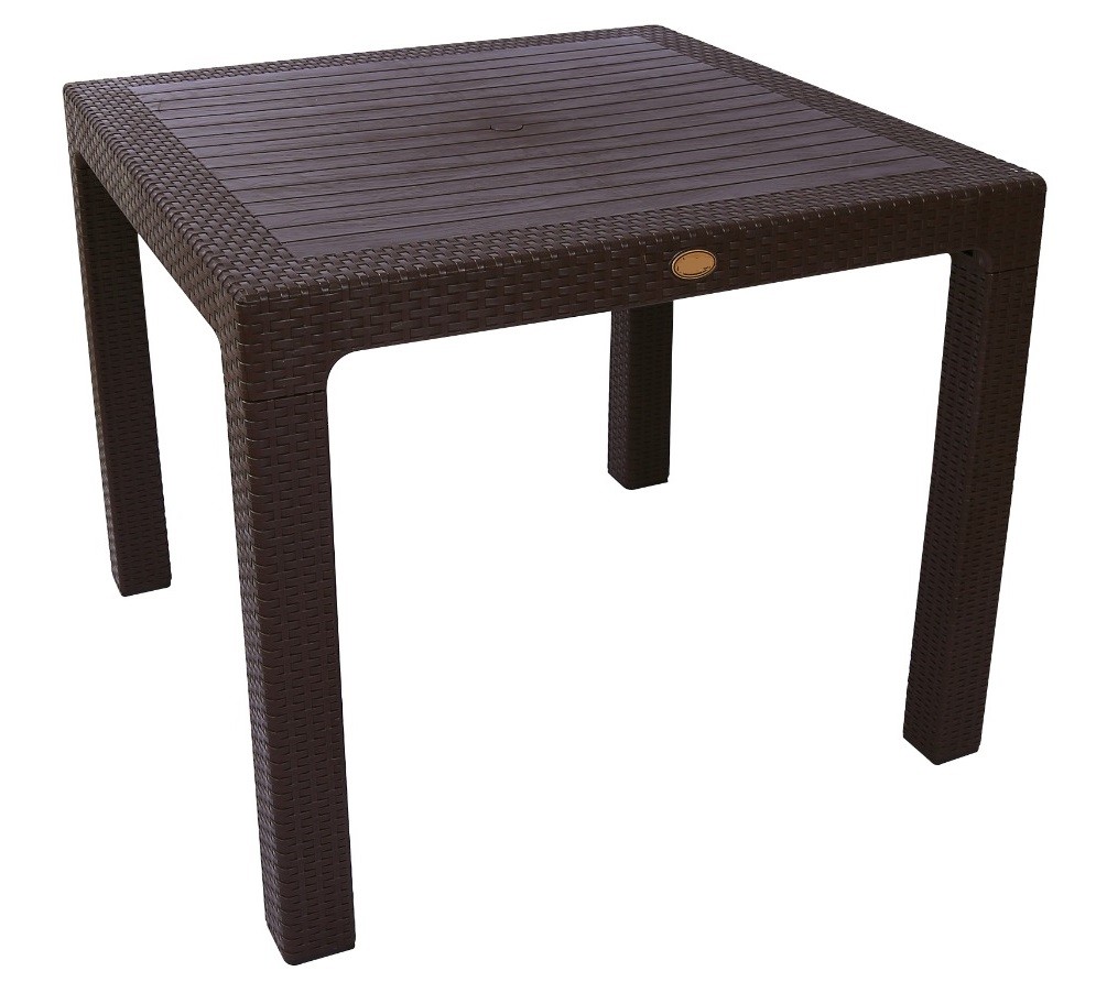 Mesa MIJAS, polipropileno marrón chocolate, 90 x 90 cms