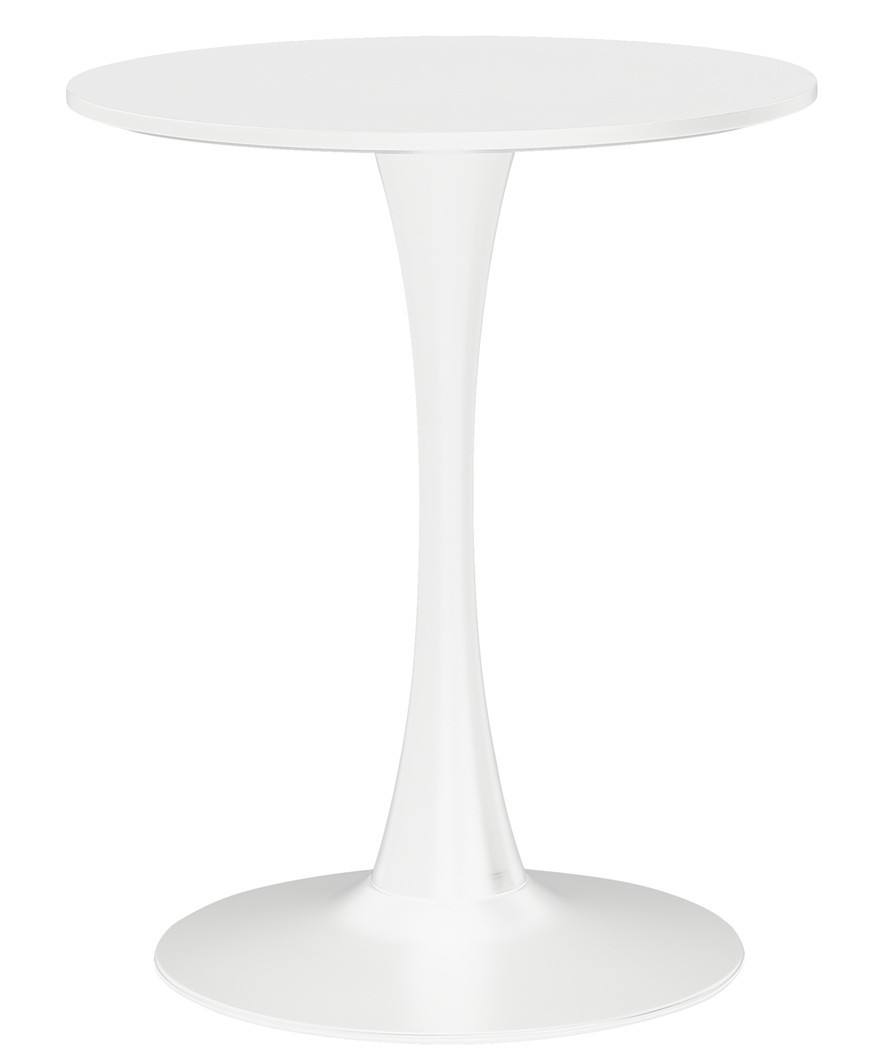 Mesa TUL (SI), base de metal, tapa lacada blanca, 60 cms de diámetro