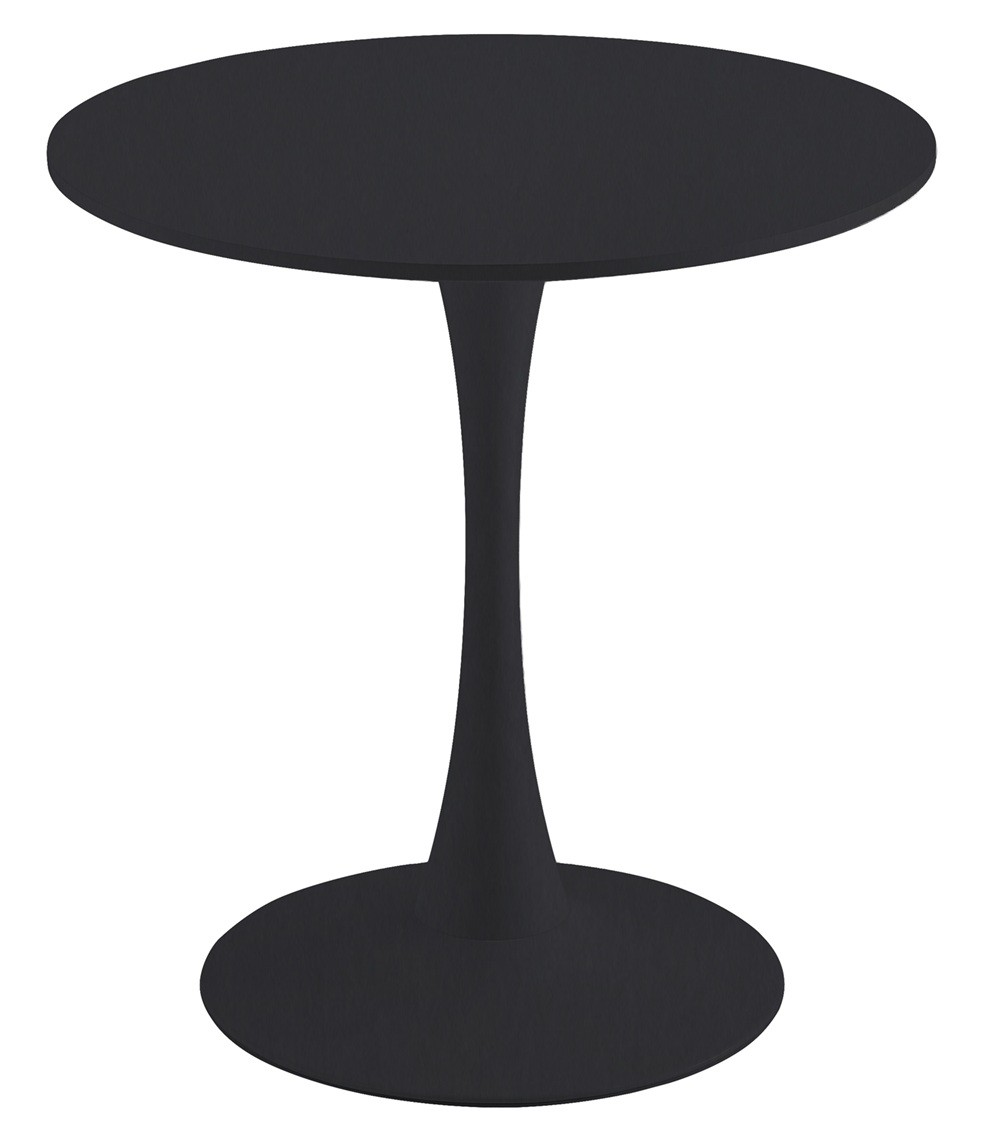Mesa TUL (SI), base de metal, tapa lacada negra, 70 cms de diámetro