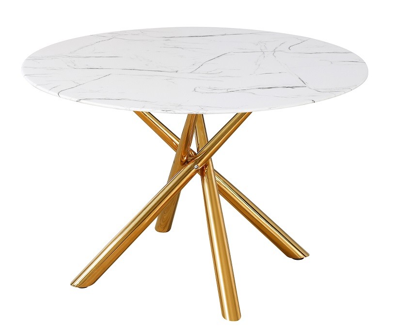 Mesa SAHARA, metal dorado, tapa de cristal templado, 120 cms de diámetro