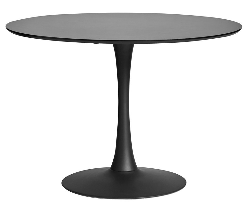 Mesa TUL (TO), base de metal, tapa lacada negra, 120 cms de diámetro