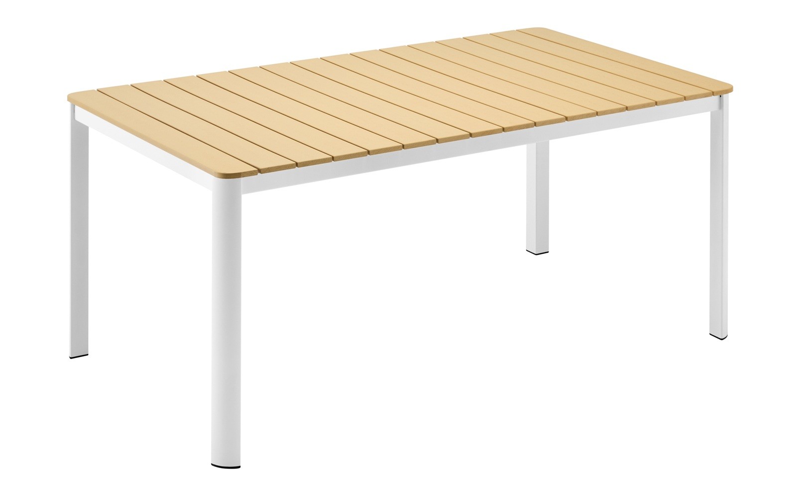 Mesa GARIBALDI, metal blanco, tablero polywood amarillo, 160 x 90 cms.