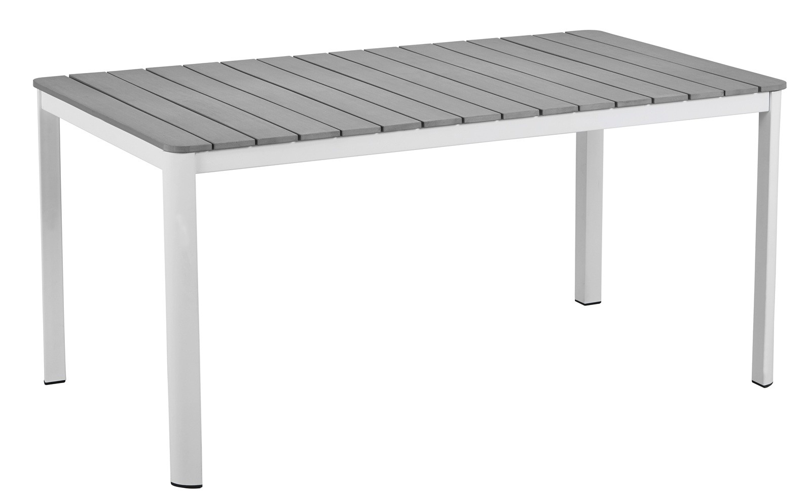 Mesa GARIBALDI, metal blanco, tablero polywood gris, 160 x 90 cms.