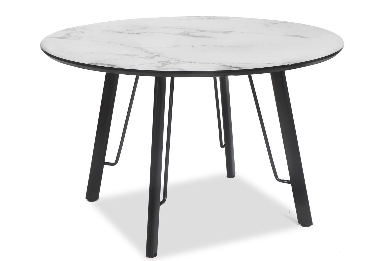 Mesa BIAGIO, metal, tapa DM imitación mármol, 120 cms de diámetro