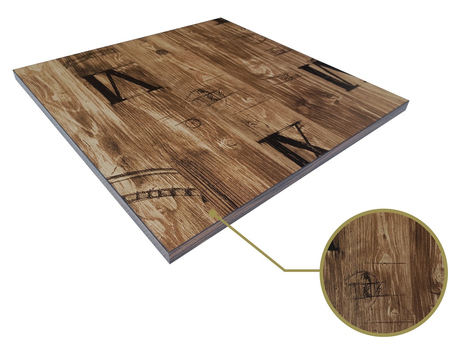 Tablero de mesa HD7346, vintage, 60 x 60 cms