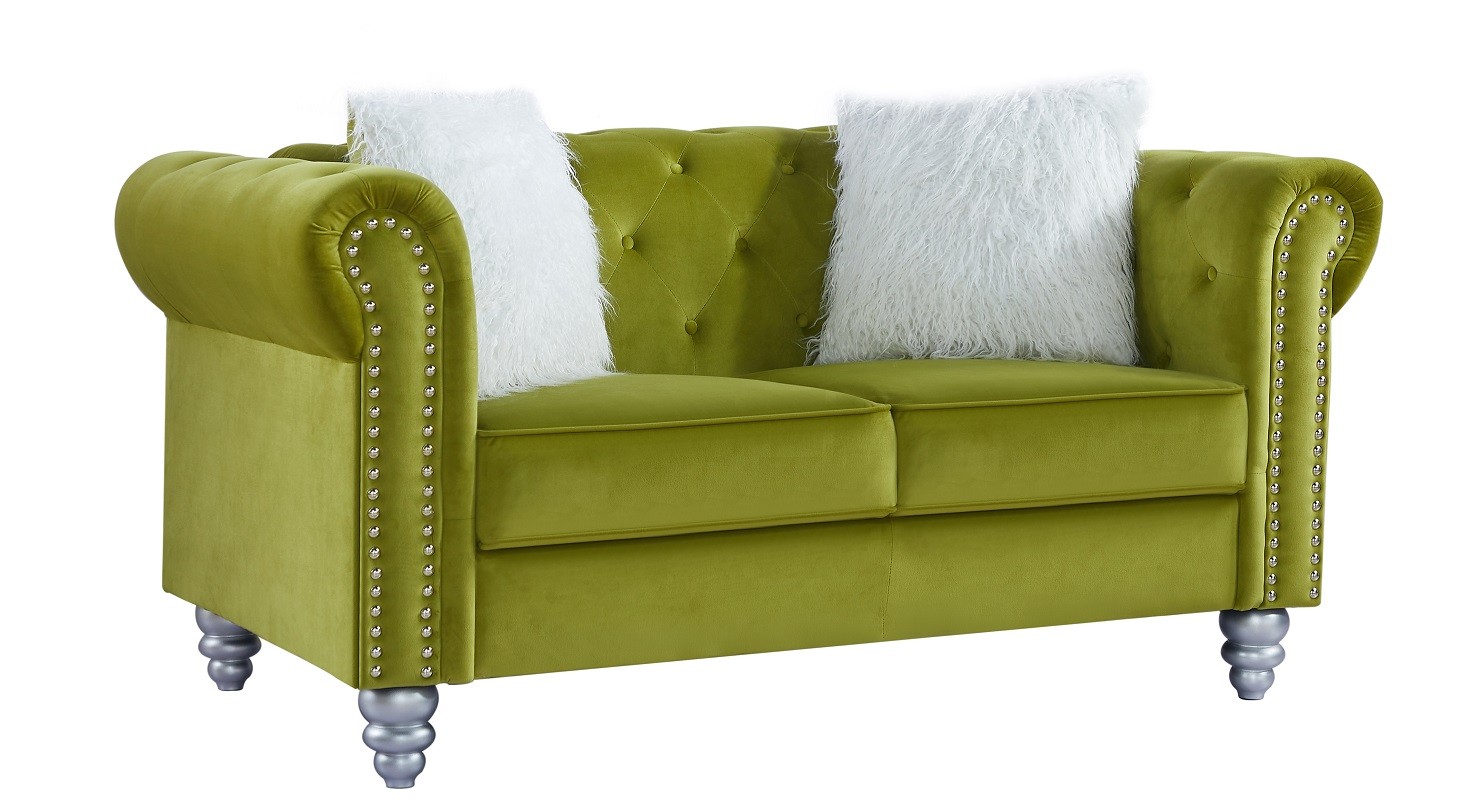 Sofá CHESTER STYLE, 2 plazas, tapizado velvet verde 38