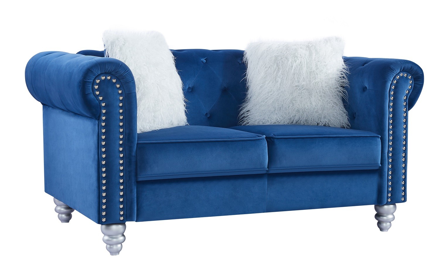 Sofá CHESTER STYLE, 2 plazas, tapizado velvet azul 67