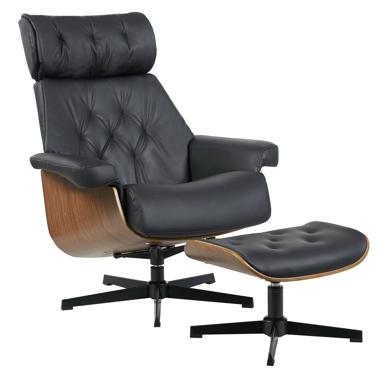 Butaca con ottoman EUROPA, madera, metal, similpiel