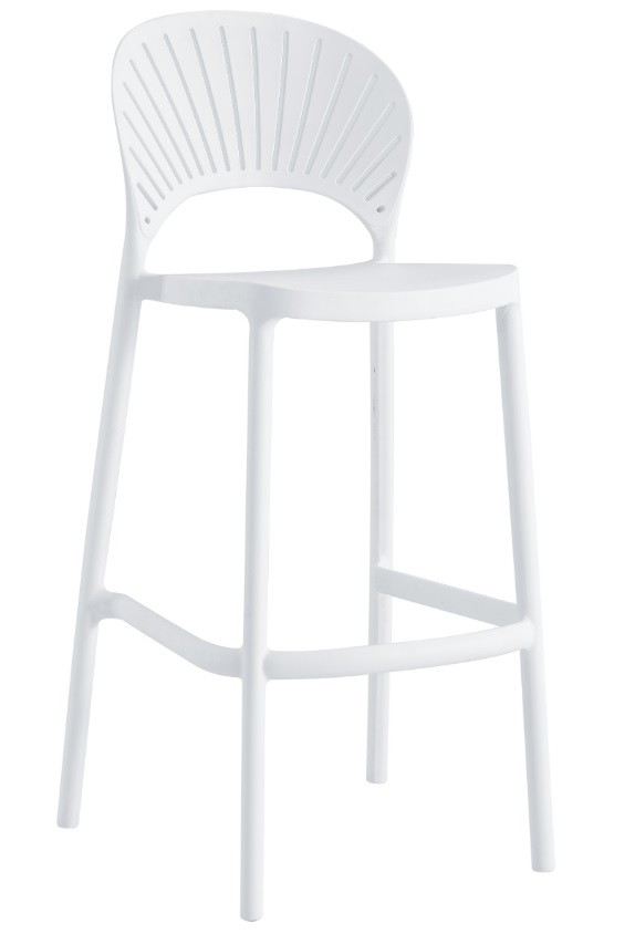 Taburete ABANICO, apilable, polipropileno blanco