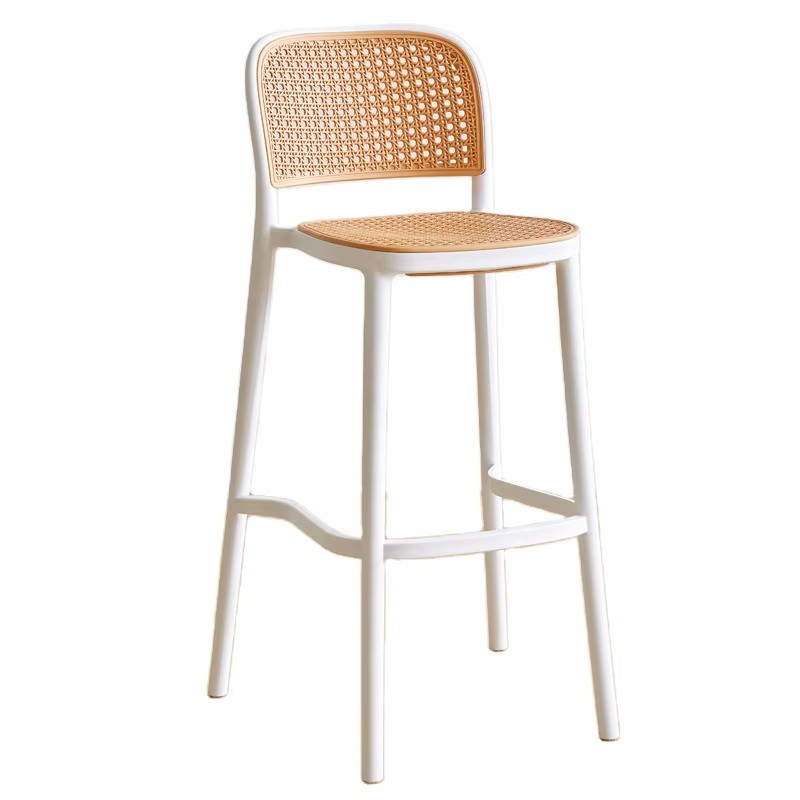 Taburete NIJAR BB, apilable, tratamiento anti UV, polipropileno blanco y beige