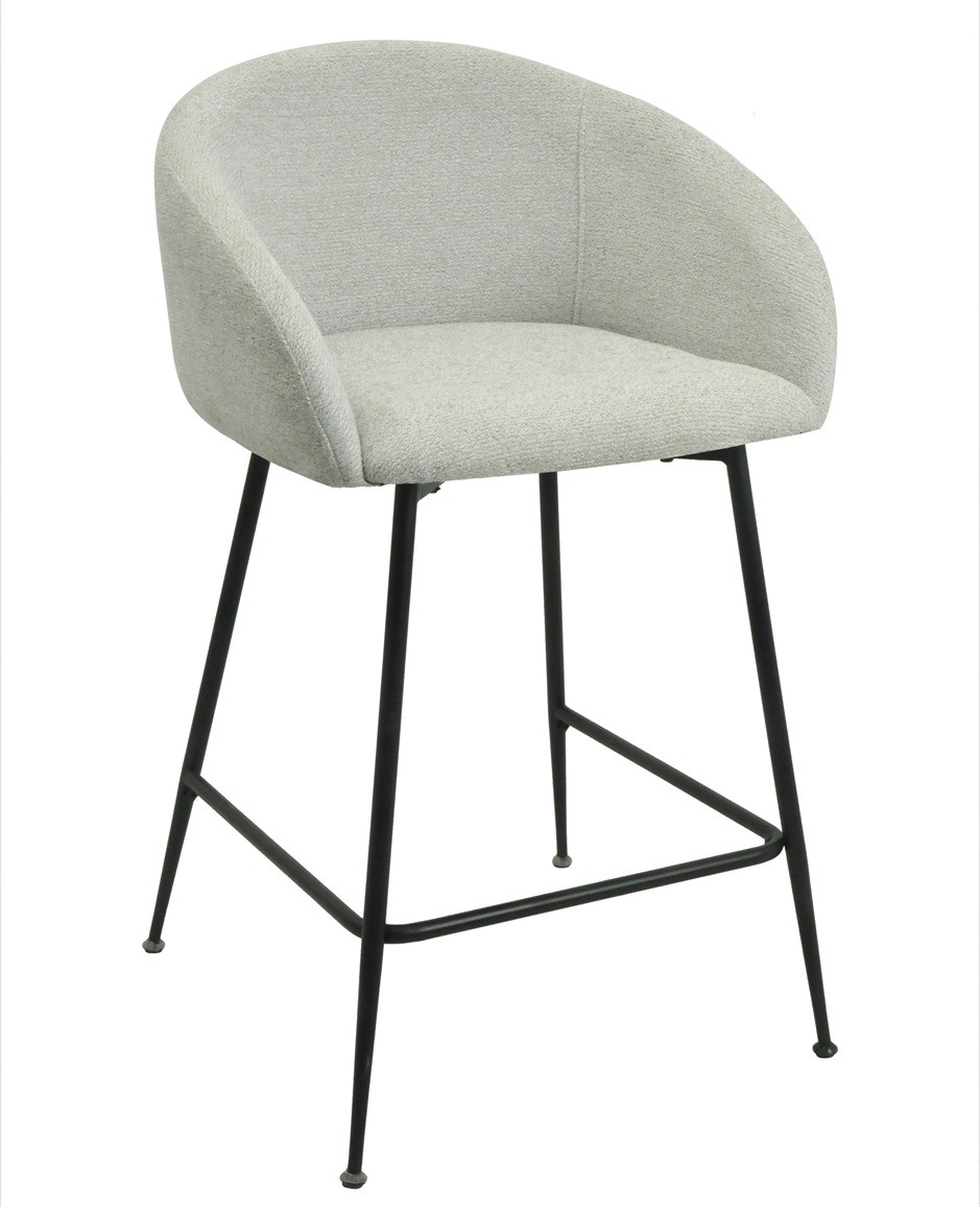 Taburete LAUREN 60 cms, metal, tapizado tejido linen gris claro