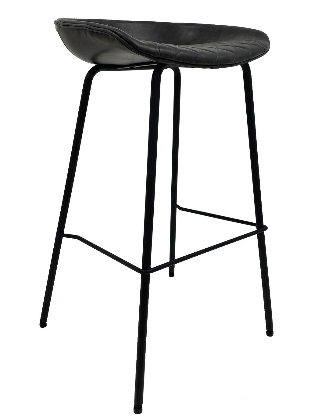 Taburete MISSOURI, metal, similpiel negra