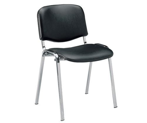 Silla NIZA NEW AM, chasis cromado, similpiel negra*