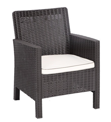 Sillón ADRIATICO, polipropileno marrón chocolate, cojín beige