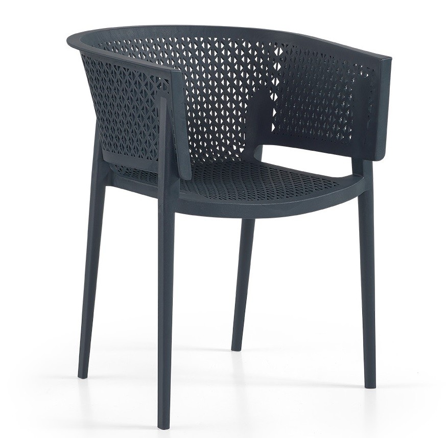 Sillón BILL, apilable,  polipropileno antracita