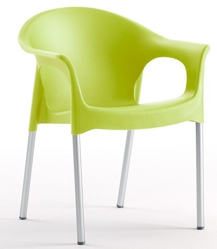 Sillón NILO, aluminio, apilable, polipropileno verde lima*