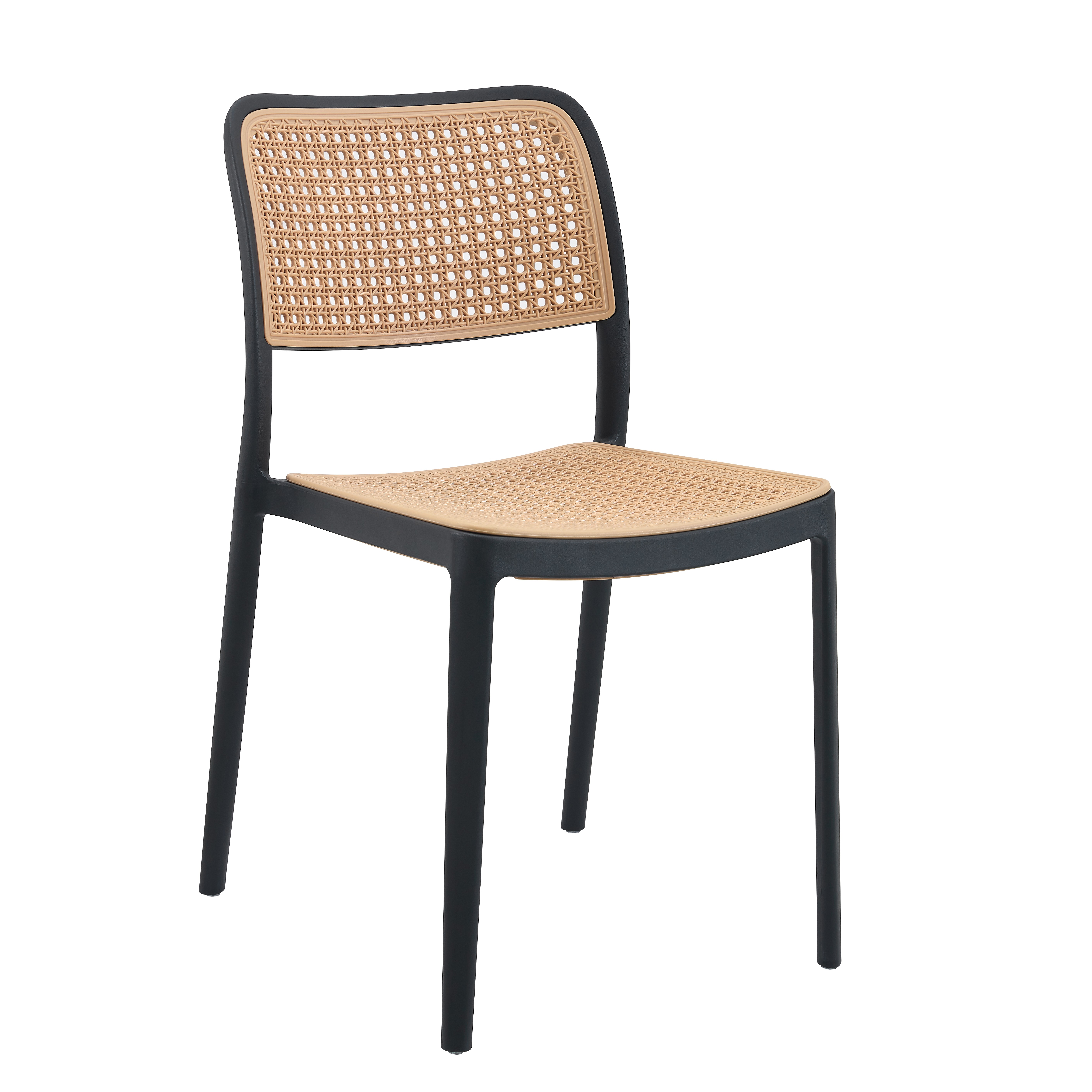 Silla NIJAR NB, apilable, tratamiento anti UV, polipropileno negro y beige