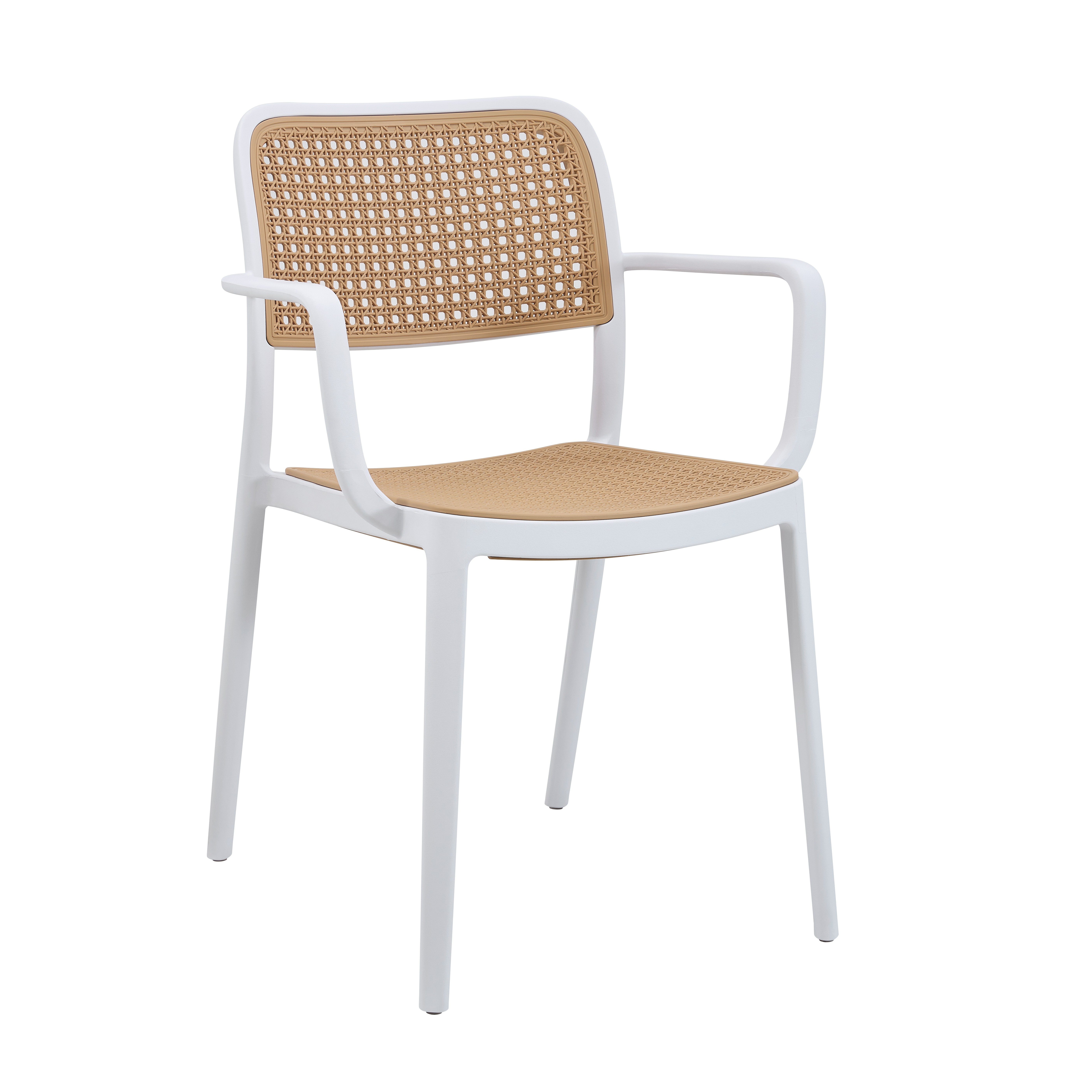 Sillón NIJAR BB, apilable, tratamiento anti UV, polipropileno blanco y beige